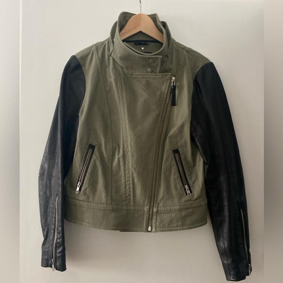 Mackage Leather and Canvas Biker Jacket - Picture 2 of 4